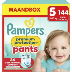 Luiers<Pampers Premium Protection Luierbroekjes Maat 5 (11-17 kg) 144 stuks