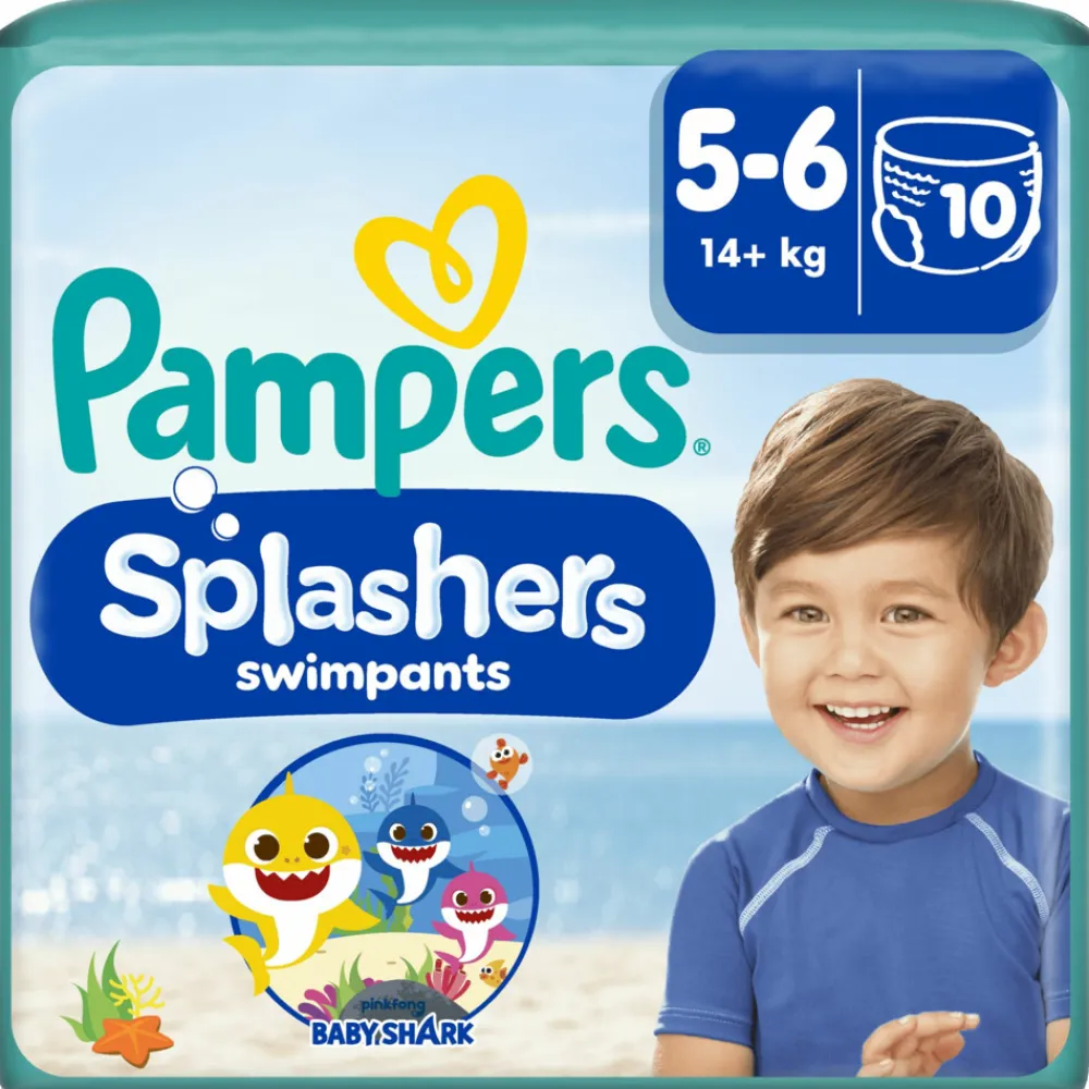 Luiers<Pampers Splashers Zwemluiers Maat 5-6 (14 kg+) 10 stuks