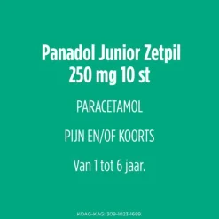 Hot Junior Zetpillen 250 mg 1 jaar - 6 jaar 10 stuks Geneesmiddelen|Pijnstillend