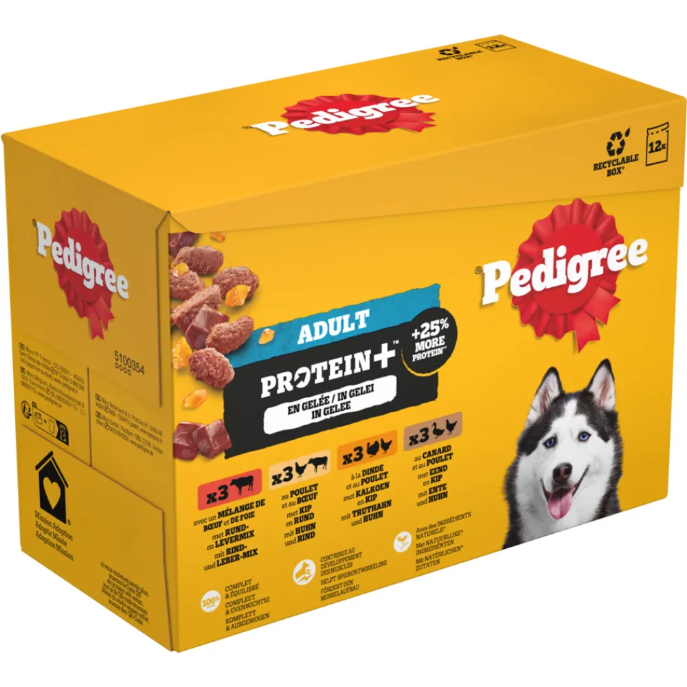 Adult in Gelei Protein+ Maaltijdzakjes Multipack 12x85 gr^Pedigree