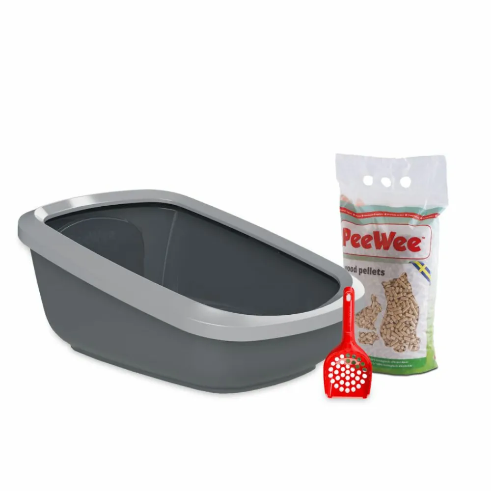 Kattenbakken & Toebehoren<PeeWee Startpakket EcoGranda XXL Antraciet - Grijs 66,5 x 48,5 x 28 cm