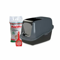 Kattenbakken & Toebehoren<PeeWee Startpakket EcoHus Zwart - Antraciet 56 x 39 x 38,5 cm