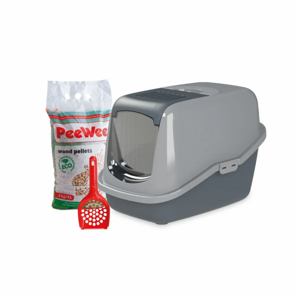 Sale Startpakket EcoHus Antraciet - Grijs 56 x 39 x 38,5 cm Kattenbakken & Toebehoren