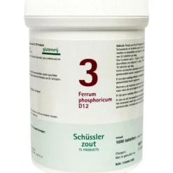New Schussler Zout nr 3 Ferrum Phosphoricum D12 1000 tabletten Homeopathische Geneesmiddelen Enkelvoudig