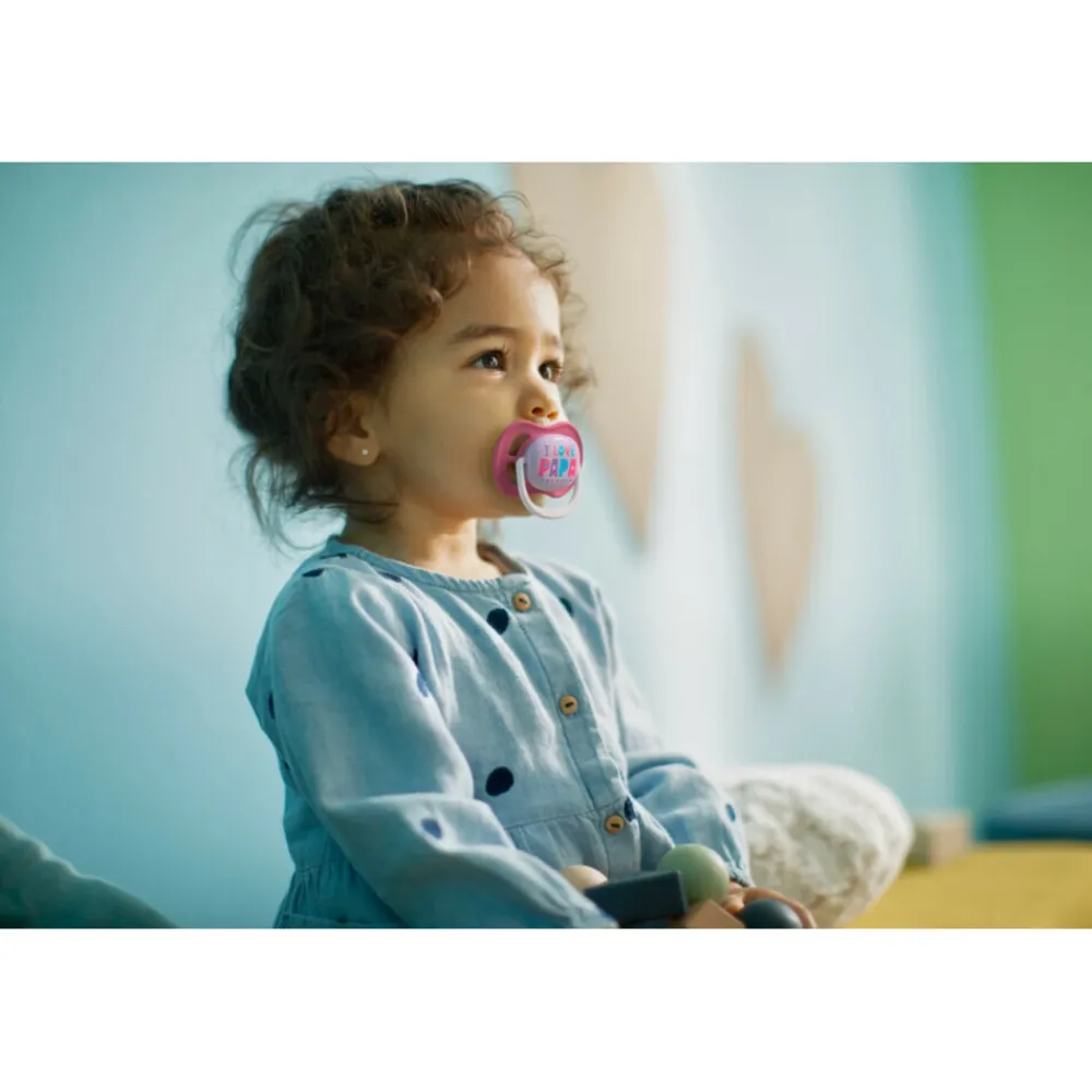 Hot Fopspeen Ultra Air 6-18 mnd I Love Papa Roze 2 stuks Flessen & Spenen