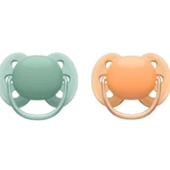 Outlet Fopspeen Ultra Soft 0-6 mnd Groen Oranje 2 stuks Kraamcadeaus|Flessen & Spenen