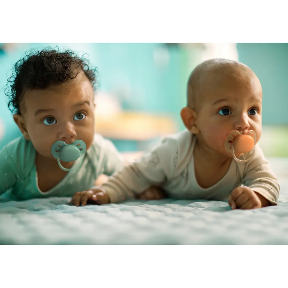 Outlet Fopspeen Ultra Soft 0-6 mnd Groen Oranje 2 stuks Kraamcadeaus|Flessen & Spenen