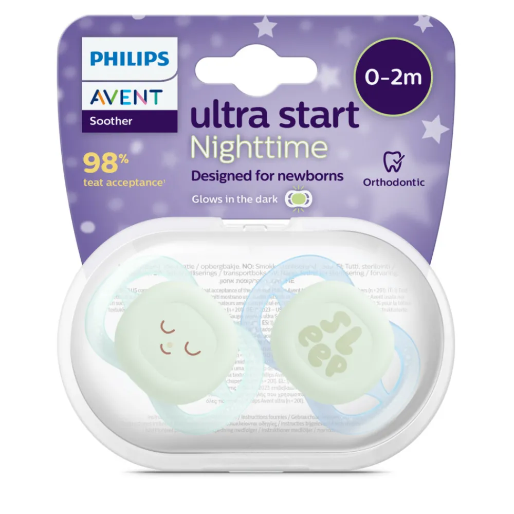 Flessen & Spenen<Philips Avent Fopspeen Ultra Air Nighttime 0-2 mnd Glow in the Dark 2 stuks