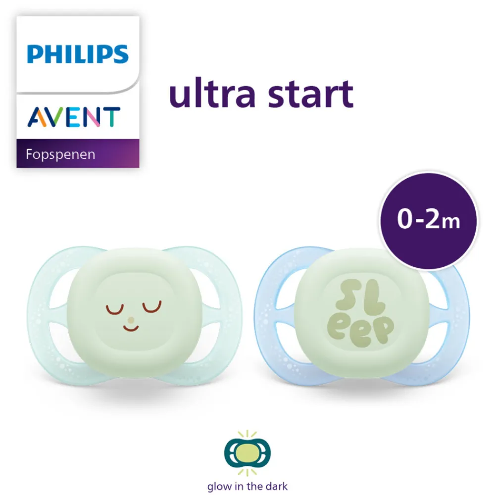 Flessen & Spenen<Philips Avent Fopspeen Ultra Air Nighttime 0-2 mnd Glow in the Dark 2 stuks