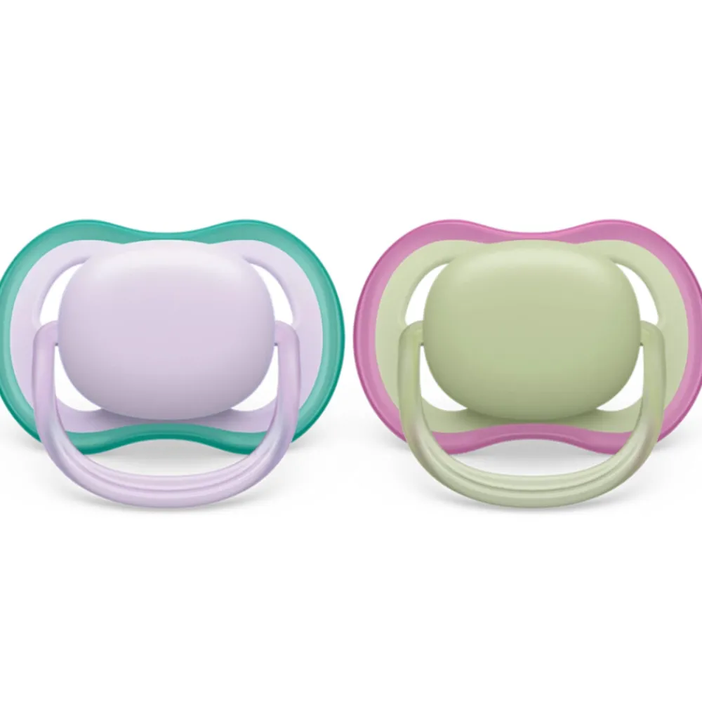 Ultra Air Fopspeen 0-6 mnd Paars Groen 2 stuks^Philips Avent
