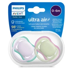 Ultra Air Fopspeen 0-6 mnd Paars Groen 2 stuks^Philips Avent