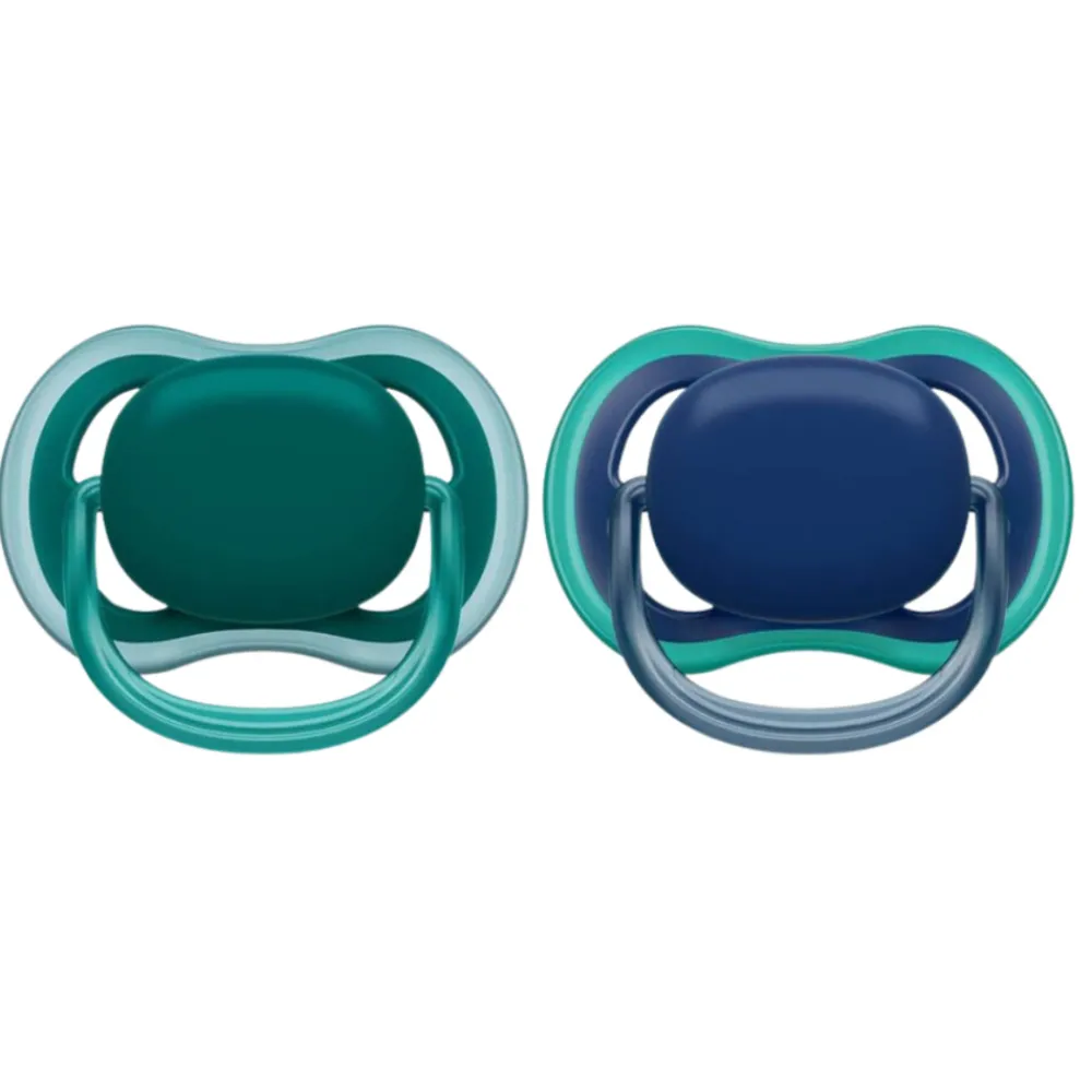 Outlet Ultra Air Fopspeen 6-18 mnd Groen Blauw 2 stuks Flessen & Spenen