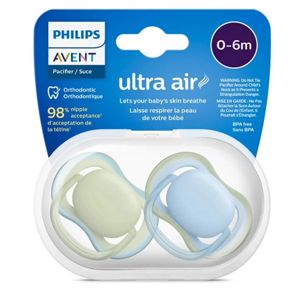 Flessen & Spenen<Philips Avent Ultra Air Fopspeen 0-6 mnd Groen Blauw 2 stuks