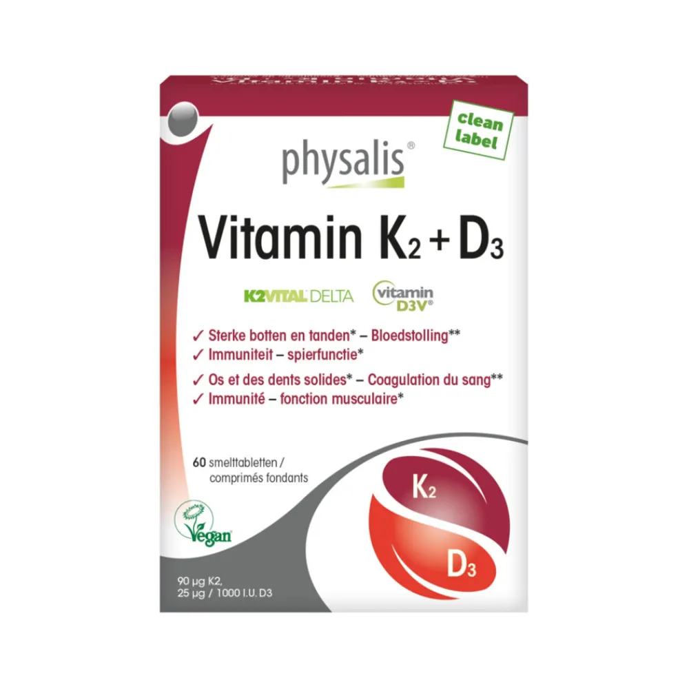 Vitaminen<Physalis Vitamin K2 & D3 60 tabletten