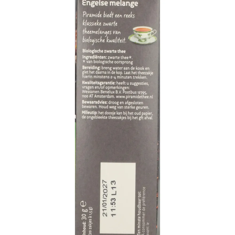Biologische Theezakjes Engelse Melange 20 stuks^Piramide Outlet