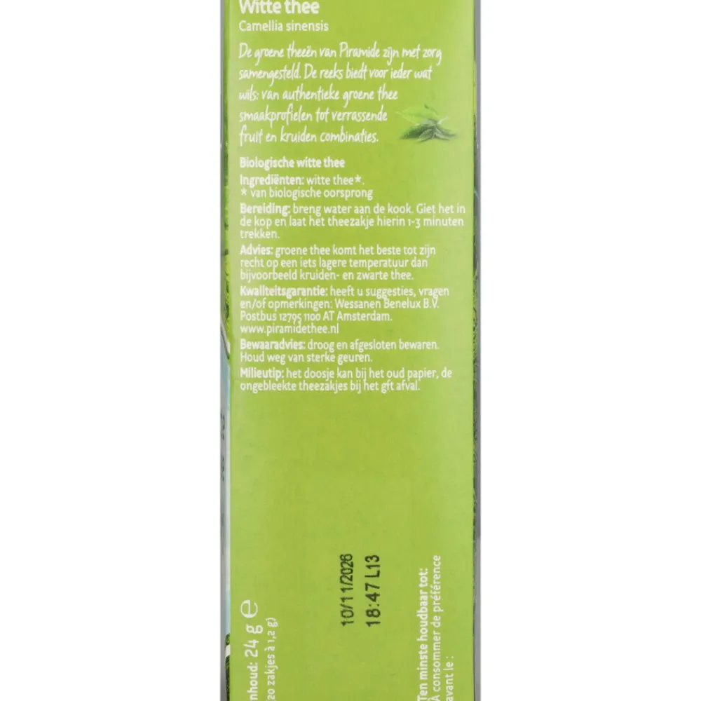 Clearance Biologische Witte Theezakjes 20 stuks Thee