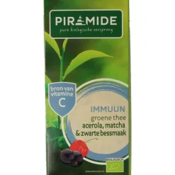 Thee<Piramide Groene Thee Immuun Acerola, Matcha & Zwarte Bes 20 stuks