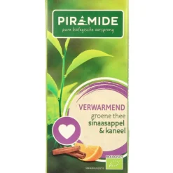 Thee<Piramide Groene Thee Verwarmend Sinaasappel & Kaneel 20 stuks