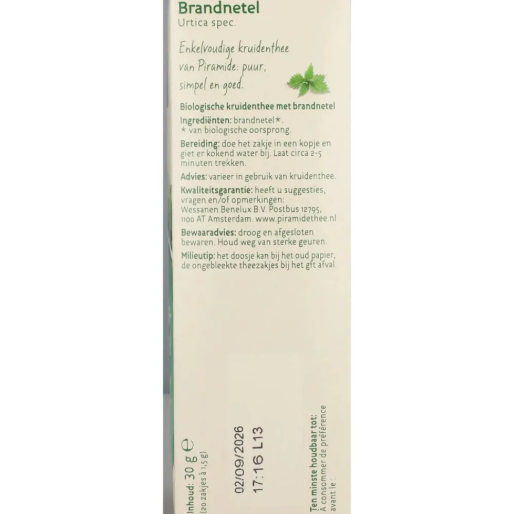 Thee<Piramide Kruidenthee Bio Brandnetel 20 stuks