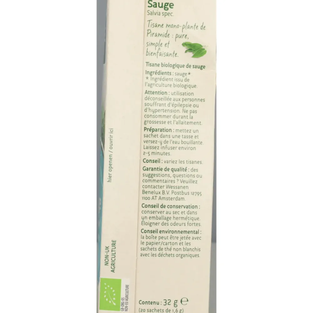 Kruidenthee Bio Salie 20 stuks^Piramide Outlet