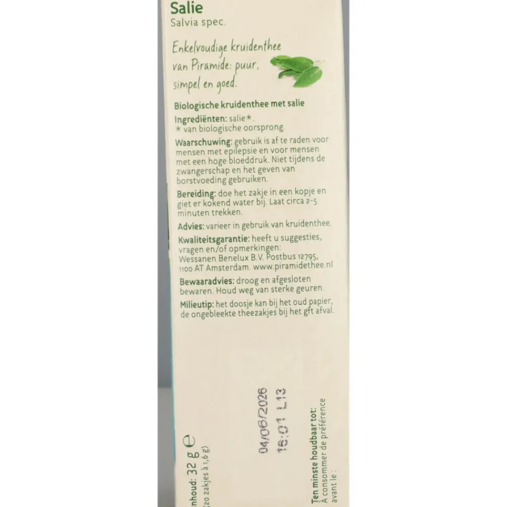 Kruidenthee Bio Salie 20 stuks^Piramide Outlet