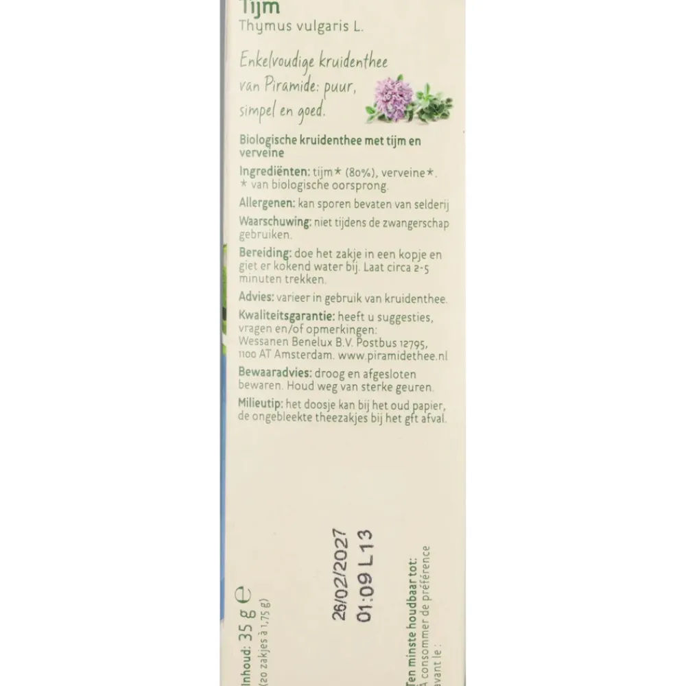 New Kruidenthee Bio Tijm 20 stuks Thee