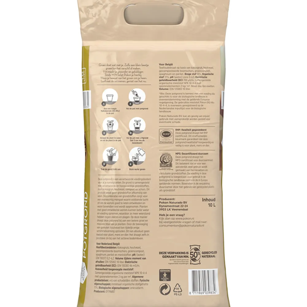 Bio Turfvrij Kamerplanten Potgrond 10 liter^Pokon Hot