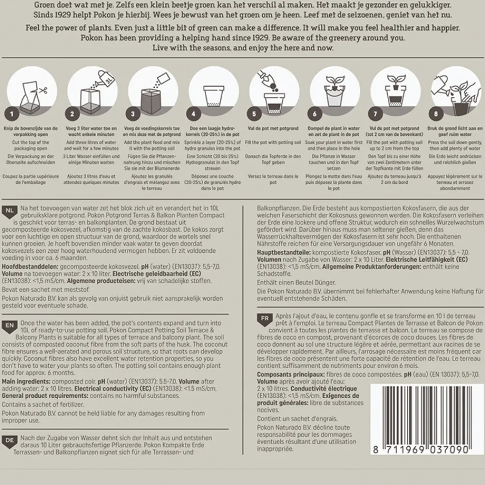 Hot Kokos Potgrond Terras & Balkon Compact 20 liter Grond En Bemesting|Alles Voor Kamerplanten