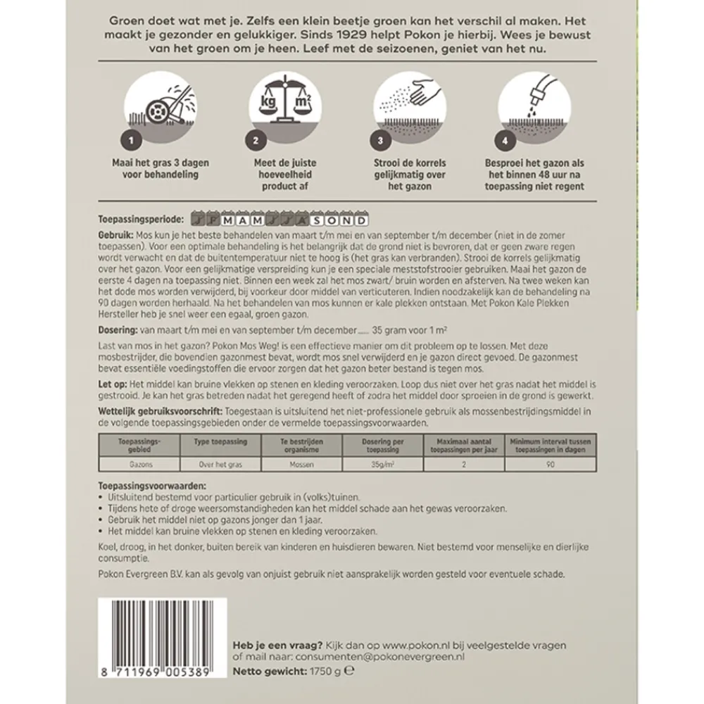 Mos Weg 1,75 kg voor 50 m²^Pokon Online