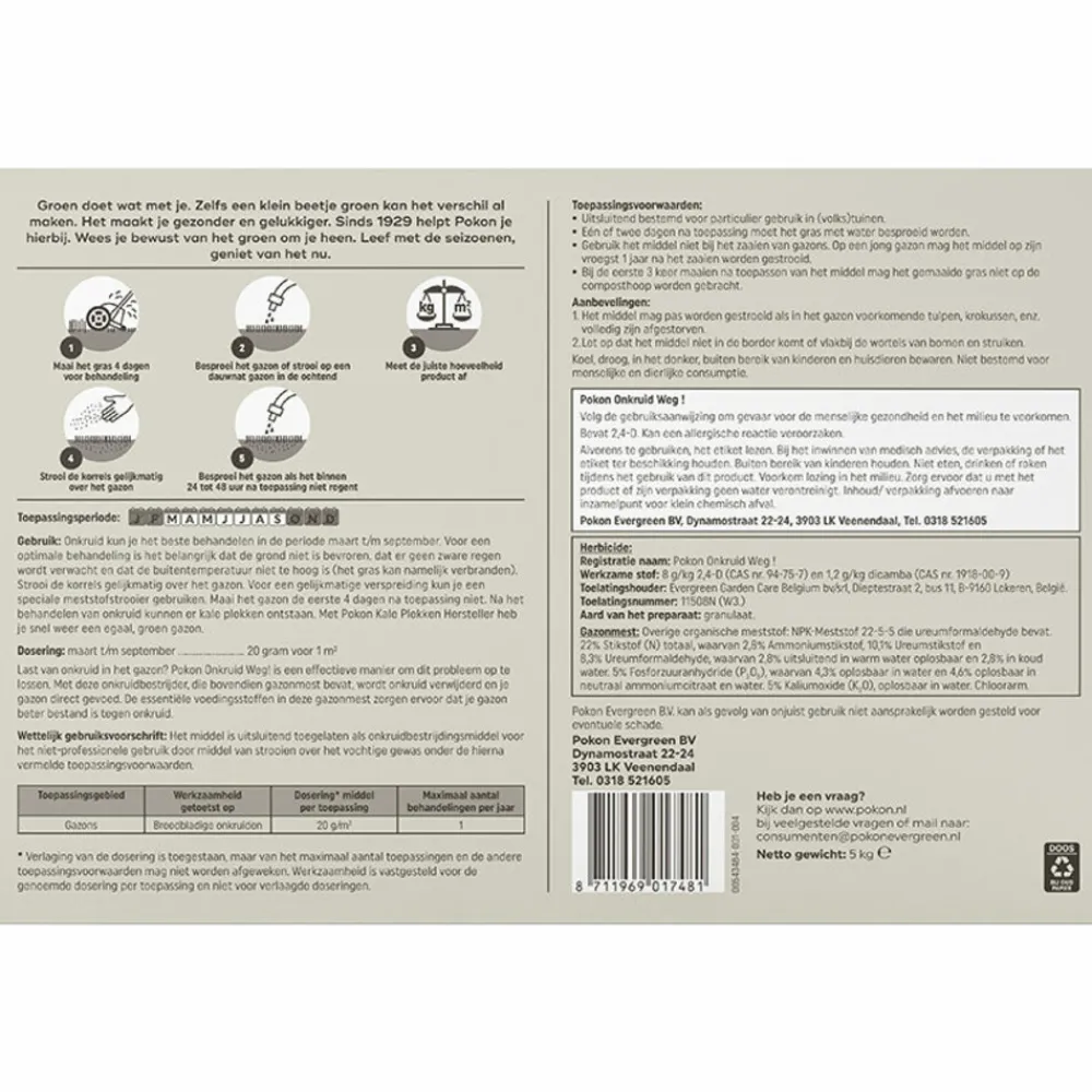 Onkruid Weg 5 kg voor 250 m²^Pokon New