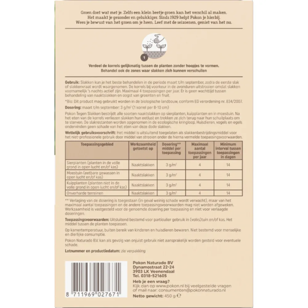 Tegen Slakken Korrels Biologisch 450 gr^Pokon Best