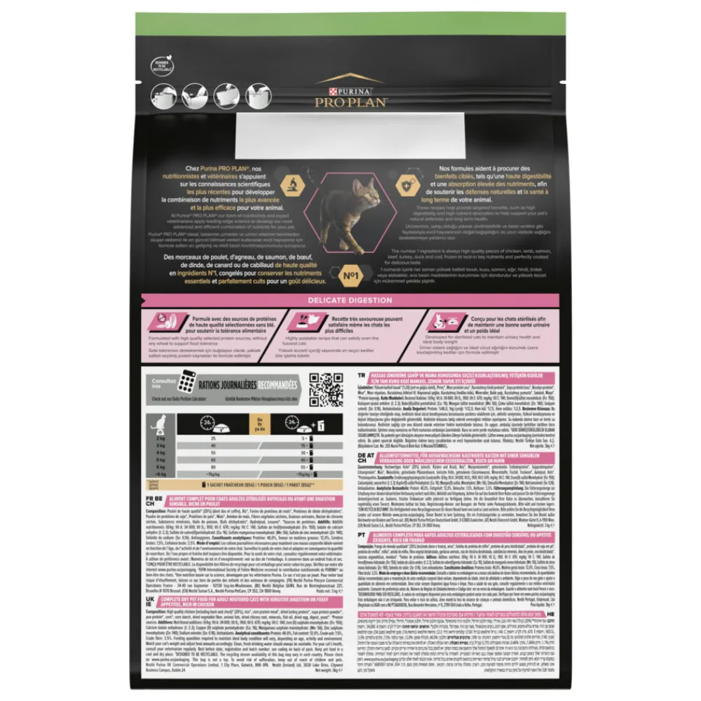 Kattenvoer<Pro Plan Adult Sterilised Delicate Digest Kip 3 kg