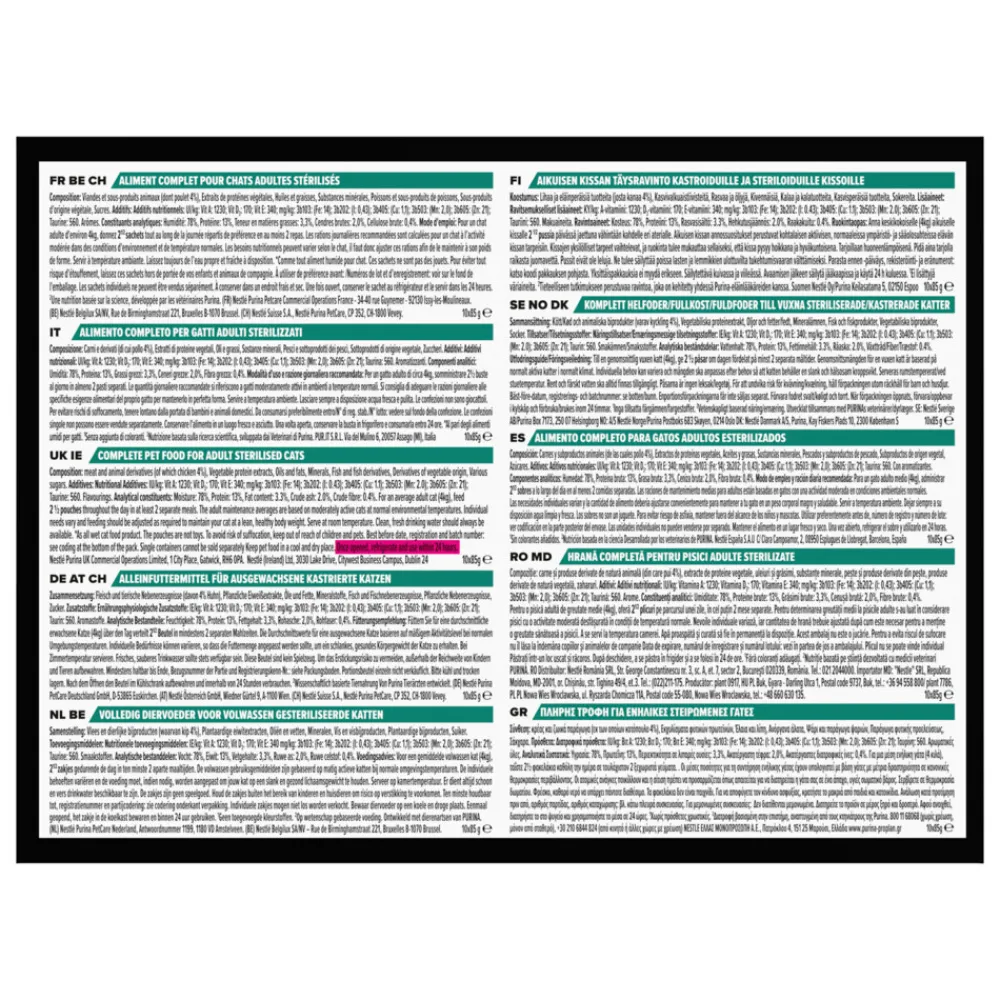 Kattenvoer<Pro Plan Sterilised Nutrisavour Adult Kip 10 x 85 gr