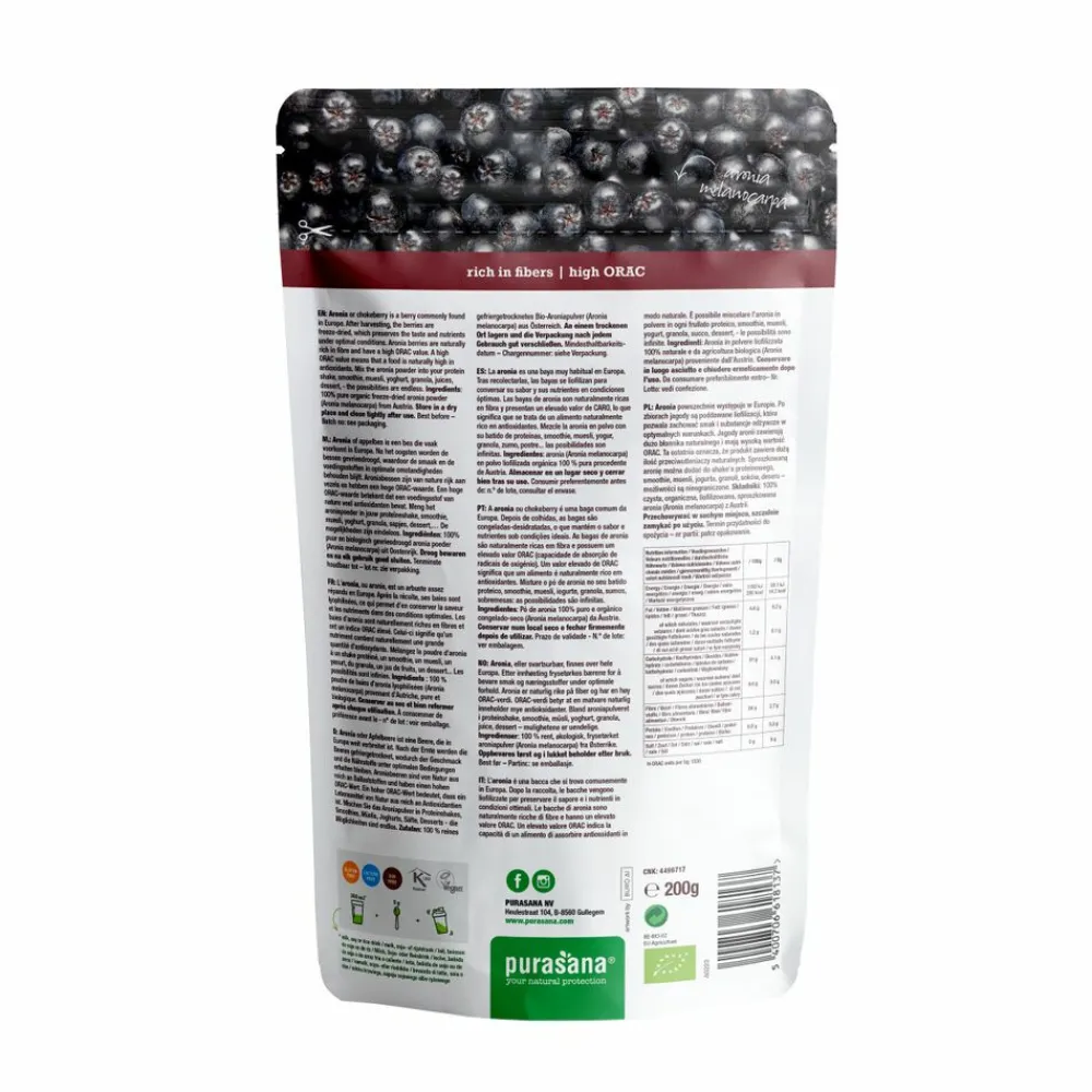 Aronia Berry Poeder Biologisch 200 gr^Purasana Online