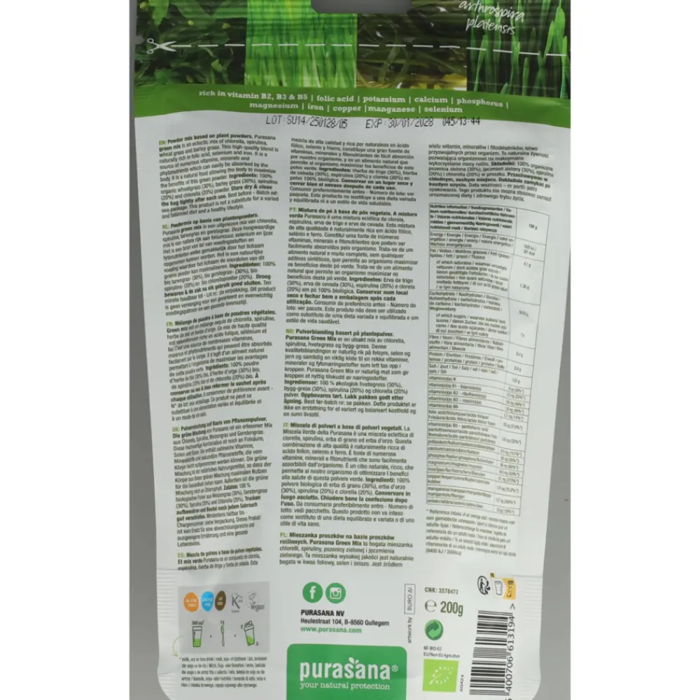 Superfoods<Purasana Green Mix Poeder Bio 200 gr