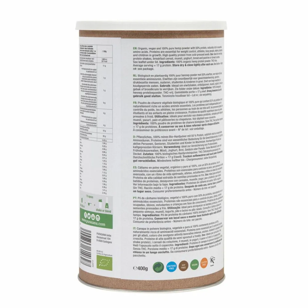 New Single Protein Powder 50% Hennep Natuur Vegan Bio 400 gr Sportvoeding & Drank