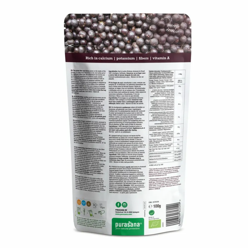 Superfood Acai Bessen Poeder Bio 100 gr Superfoods