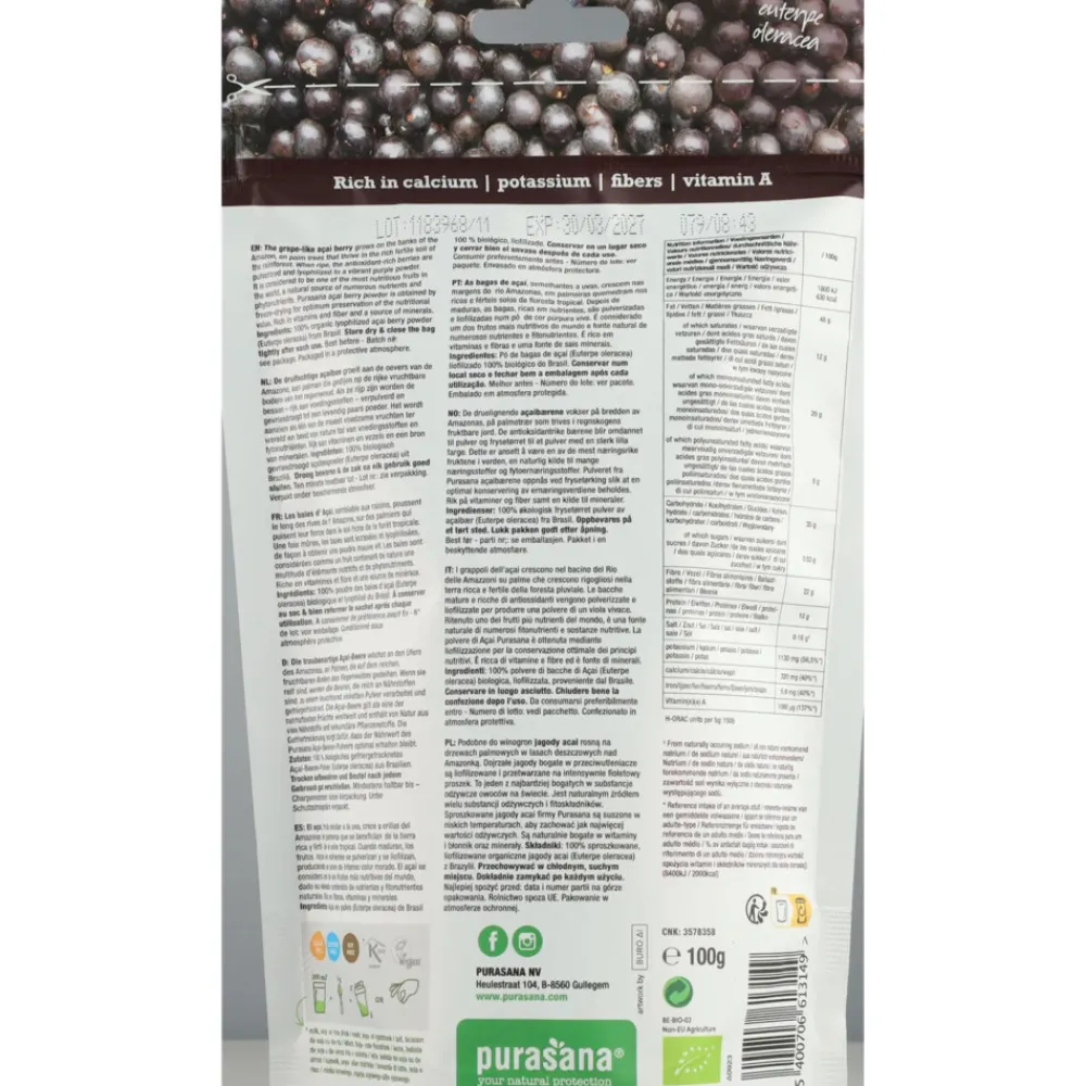 Superfood Acai Bessen Poeder Bio 100 gr Superfoods