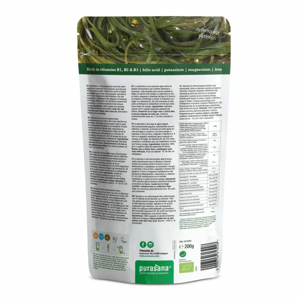 Superfood Spirulina Poeder Bio 200 gr^Purasana Online