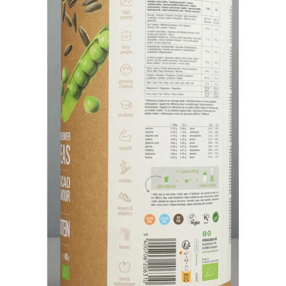 Vegan Erwt & Zonnebloem Proteine Mix Cacao BIO 400 gr^Purasana Sale