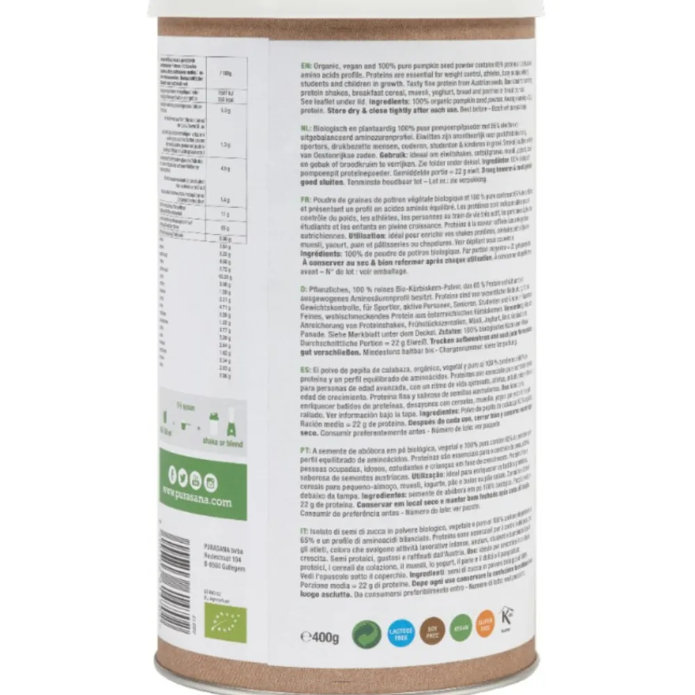 Vegan Proteine Pompoen Natuur Bio 400 gr^Purasana Discount