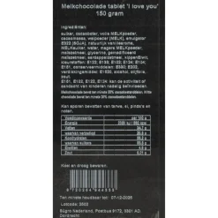 Sale Chocolade Tablet I Love You 150 gr Chocolade