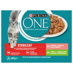 Kattenvoer<Purina ONE Adult Sterilcat Kattenvoer Nat Kalkoen & Zalm 8 x 85 gr