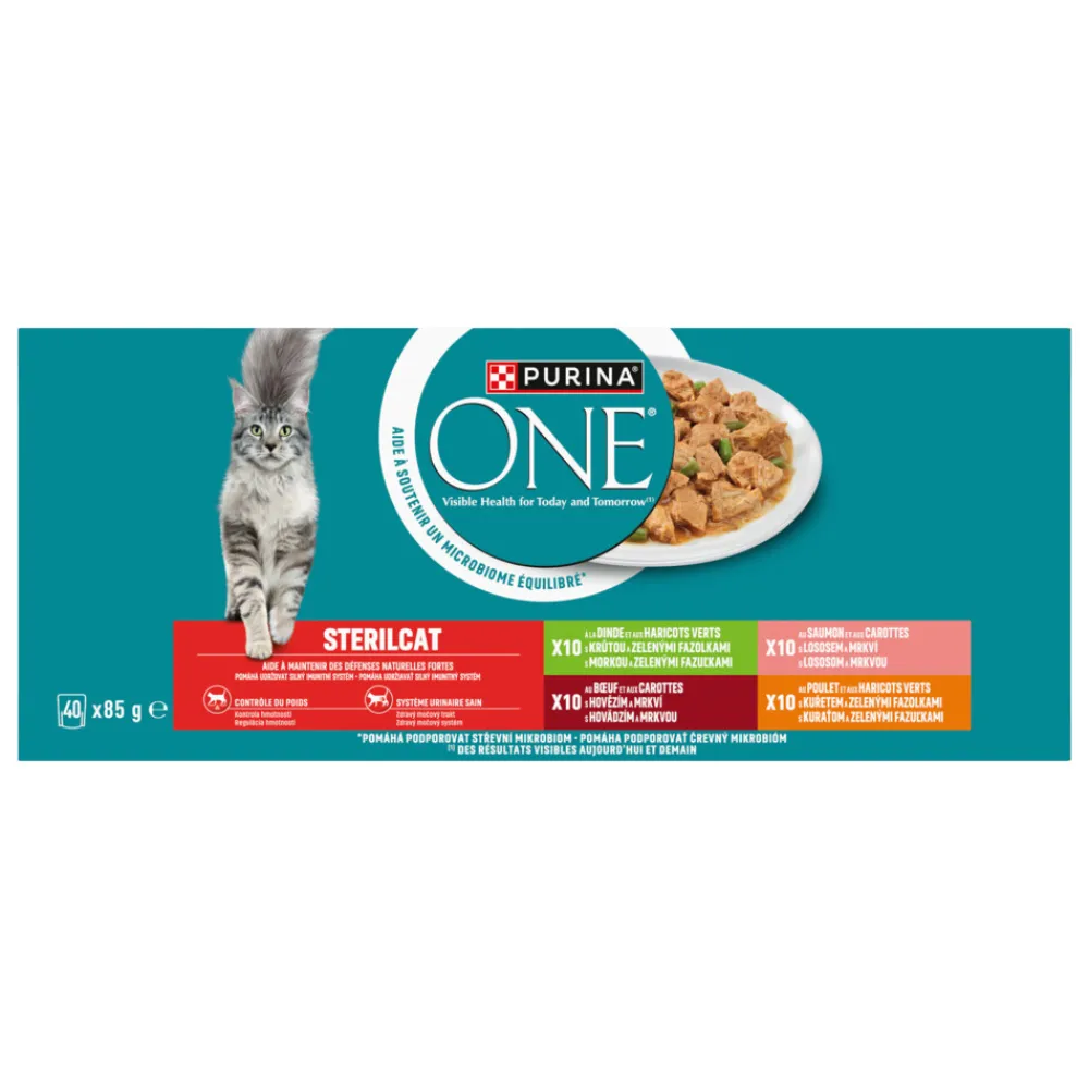 Kattenvoer<Purina ONE Adult Sterilcat Kattenvoer Nat Rund & Kalkoen & Kip & Zalm 40 x 85 gr