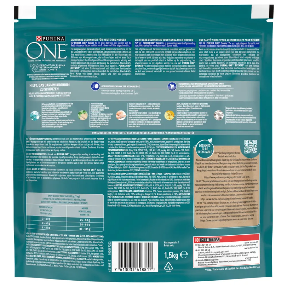 Kattenvoer<Purina ONE Senior Kip - Volkoren Granen 1,5 kg