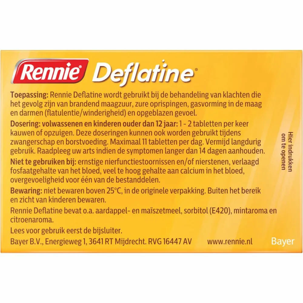 Deflatine 36 tabletten^Rennie Hot