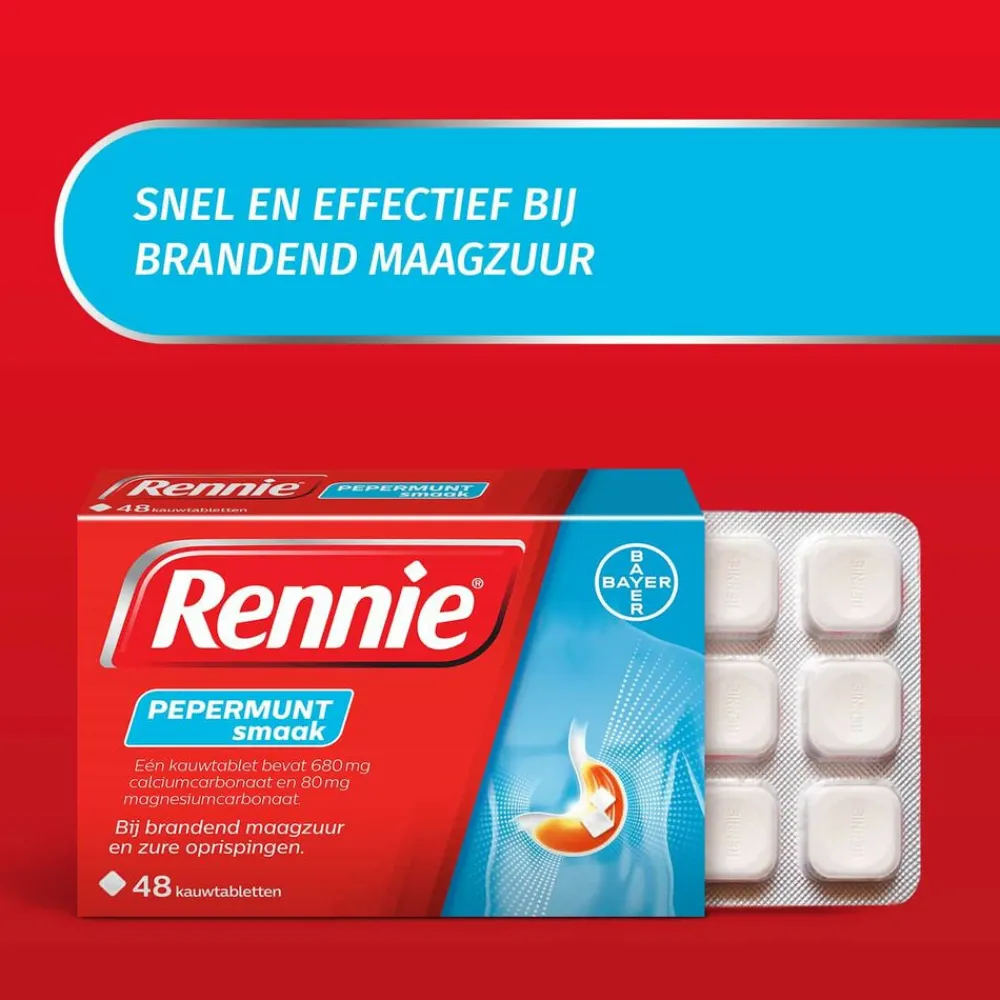 Maag & Darm<Rennie Pepermunt 48 tabletten