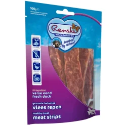 Snacks<Renske Gezonde Beloning Vleesrepen Hondensnack Eend 100 gr