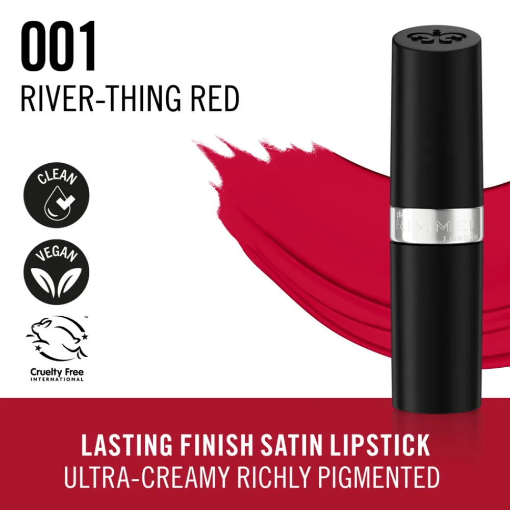Clearance Lasting Finish Satin Lipstick 001 River-Thing Red 4 gr Lipstick