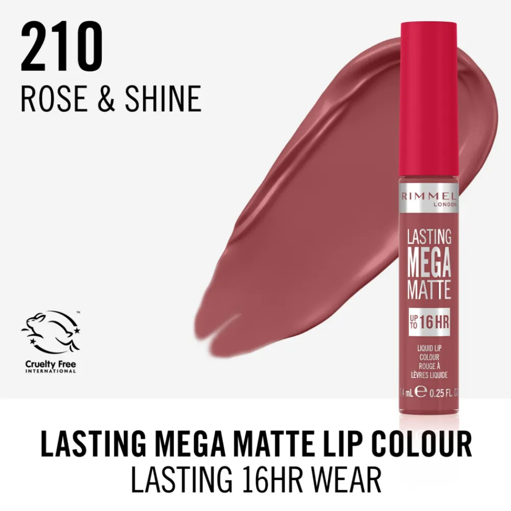 Lasting Mega Matte Liquid Lipstick Rose & Shine 210 7.4 ml Liquid Lipstick